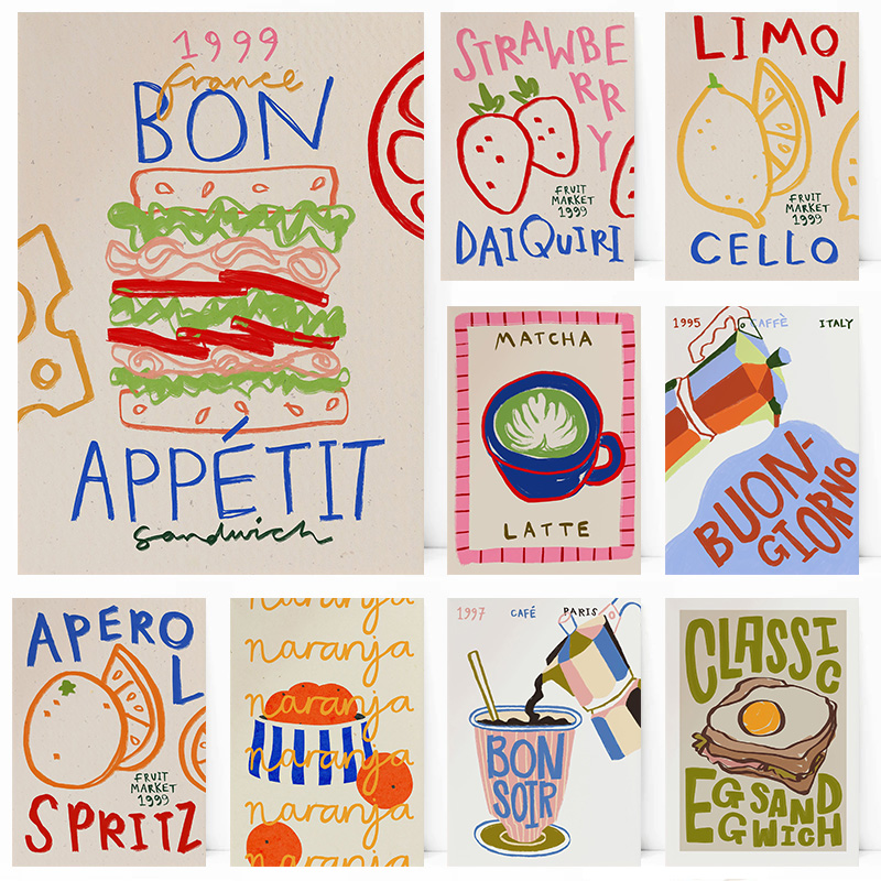 Kitchen Baking Wall Art - Affiche Murale Gourmande sur Toile :