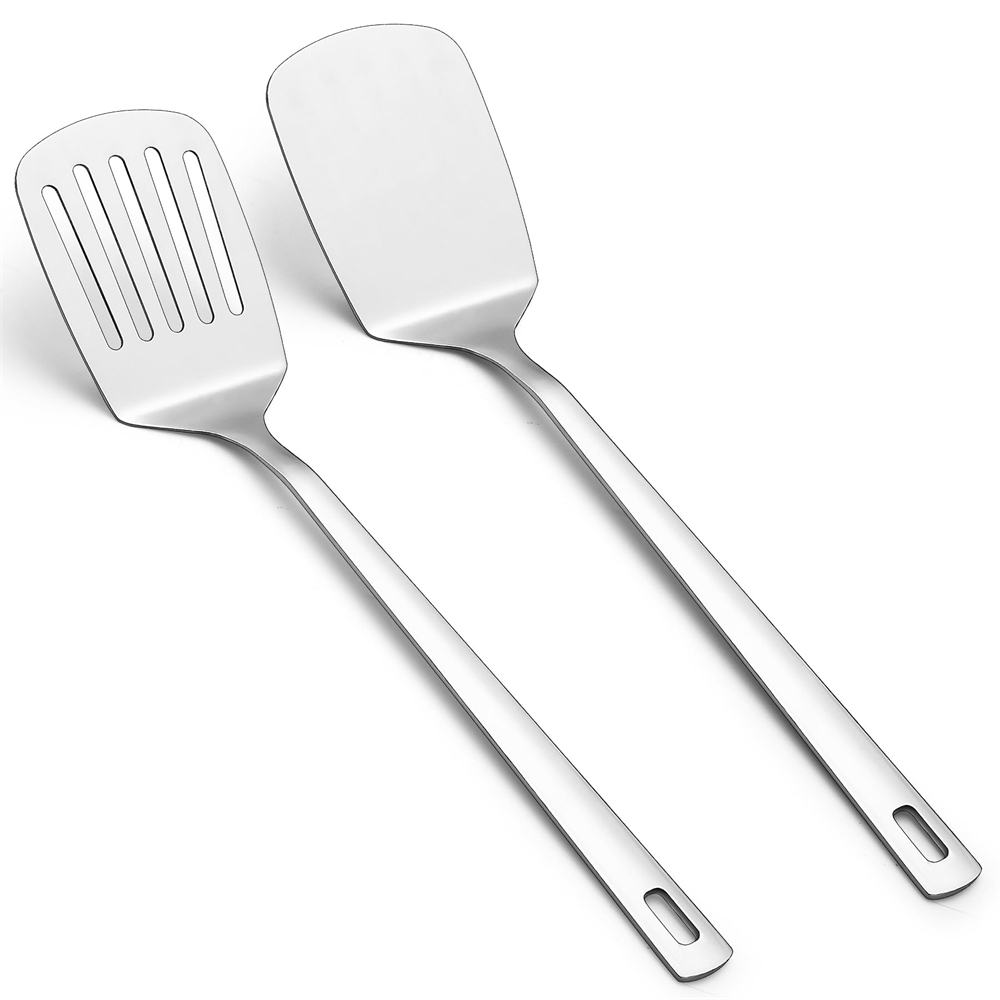 Offset Spatula Set - Ensemble de spatules à fente argentée
