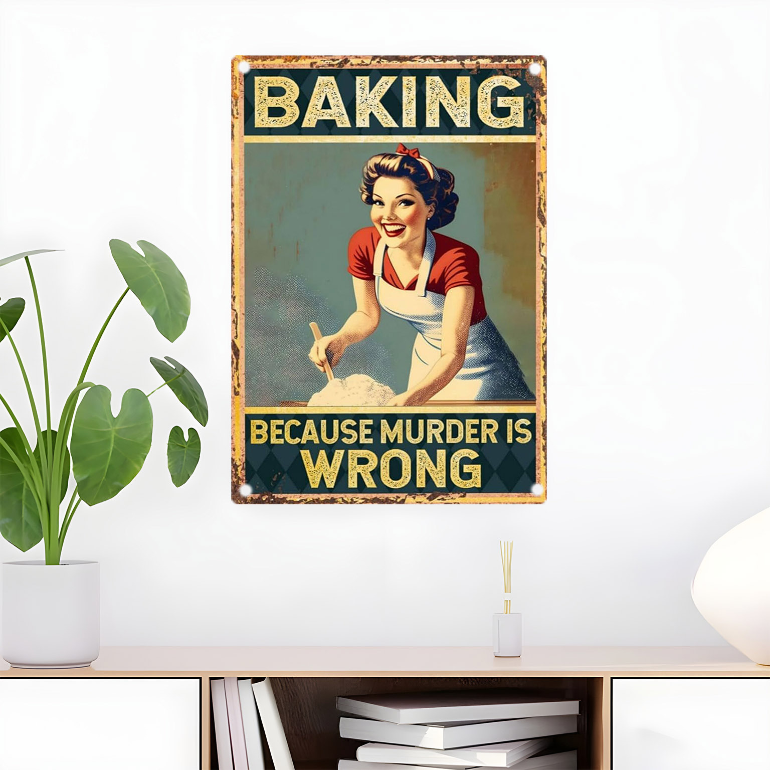 Kitchen Baking Wall Art - Décoration murale en métal vintage avec