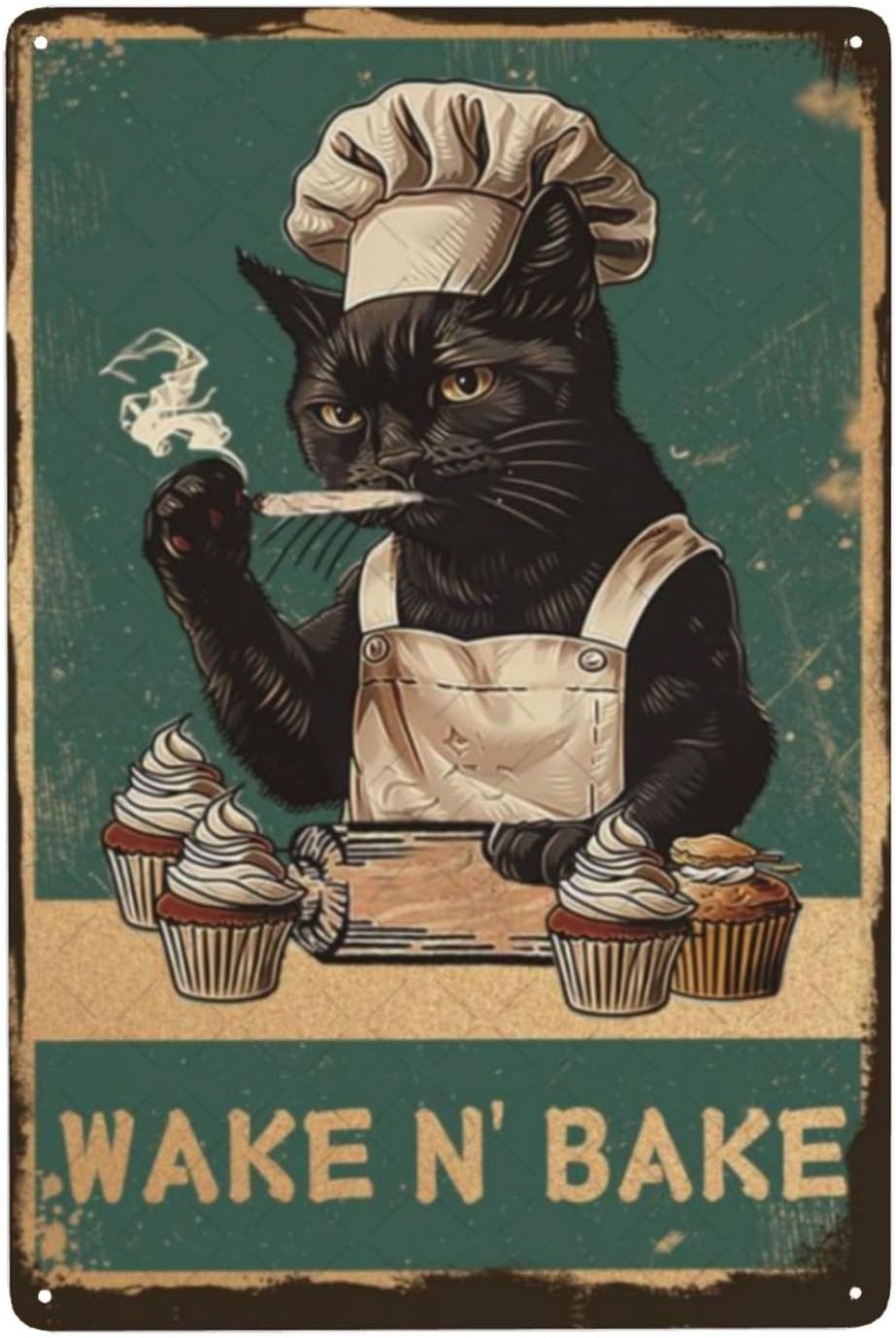 Kitchen Baking Wall Art - Panneau métallique « Wake N' Bake