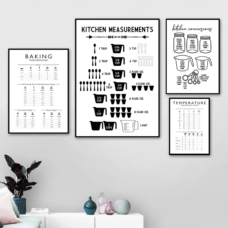 Kitchen Baking Wall Art - Affiche murale minimaliste sur toile avec